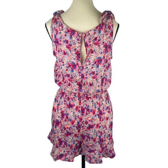 BeBop Ruffle Pink Floral Print Romper W/ Allover Print & Ruffled Hem SIZE M - Picture 5 of 8